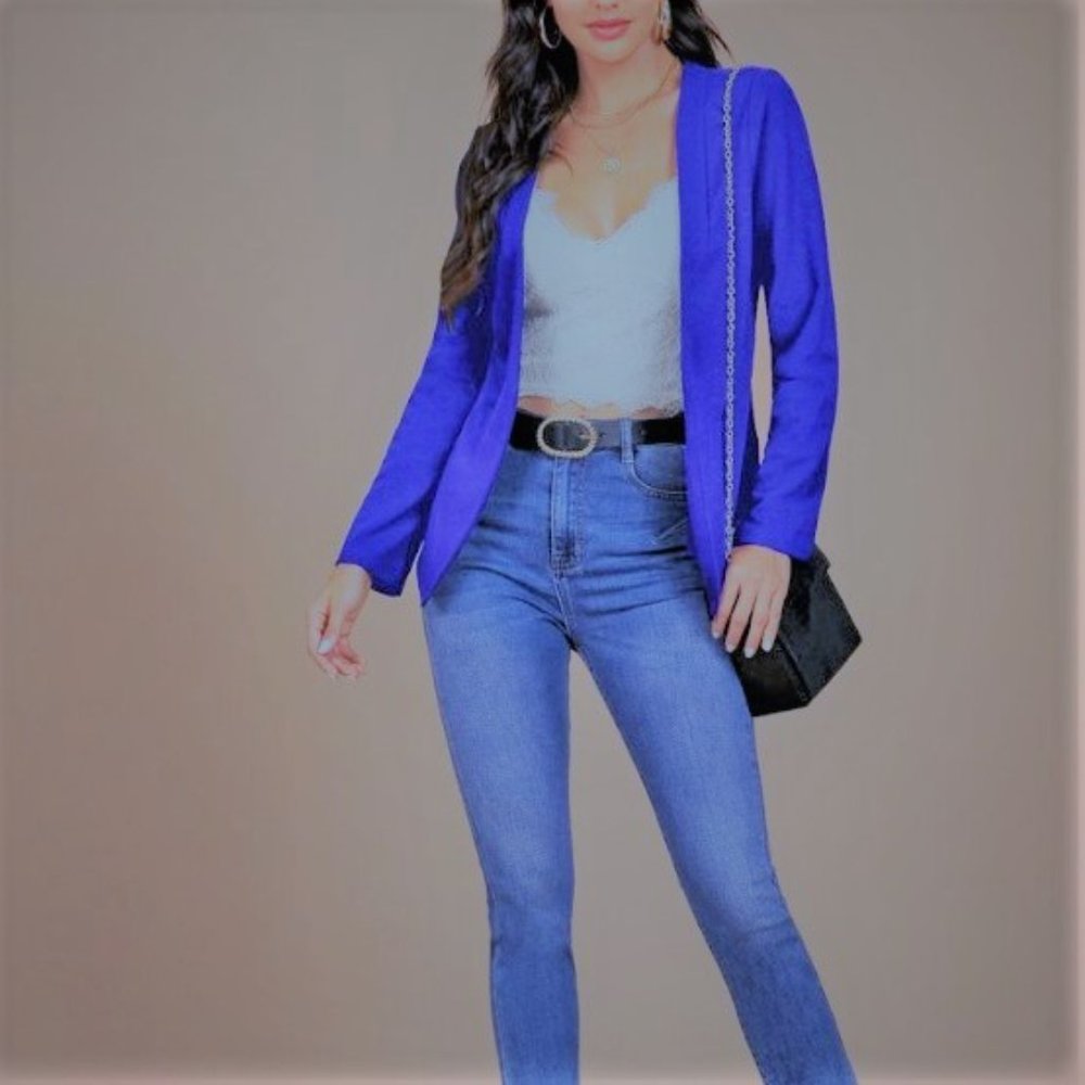 Paperwhite Collection Textured Blue Blazer Jacket Size 10 - Picture 1 of 6